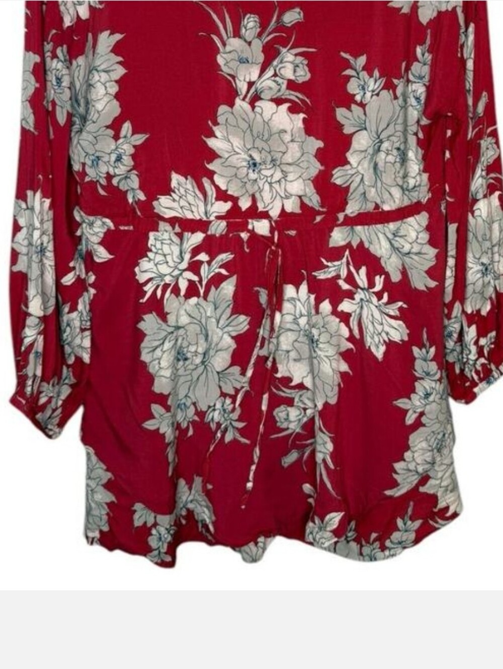 FREE PEOPLE Shake It Boho Gypsy Mini Dress Tunic Pockets Red Floral  EUC Small - Picture 5 of 5